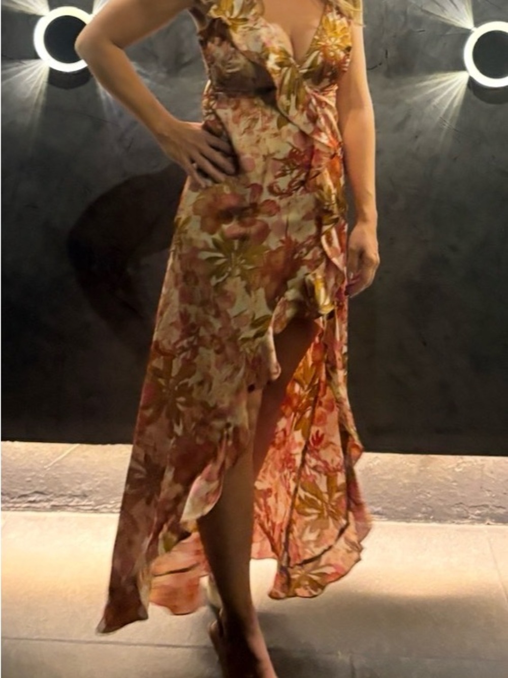 Floral Wrap Maxi Dress in Multi-Tone Coral